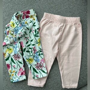 2 pair baby girl stretch ruffle leggings 3-6 months